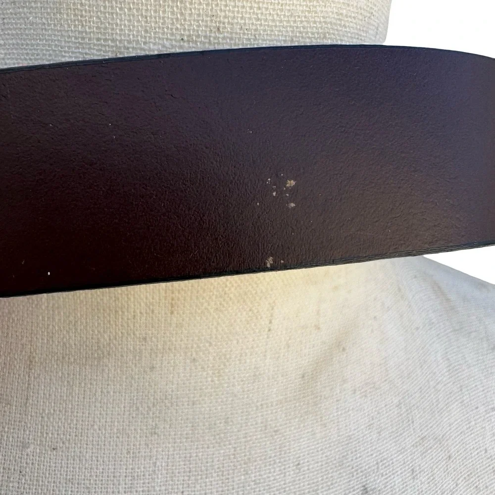 Mens Large Brown Genuine Leather Belt Silver‎ Buckle Made in Guatemala Casual